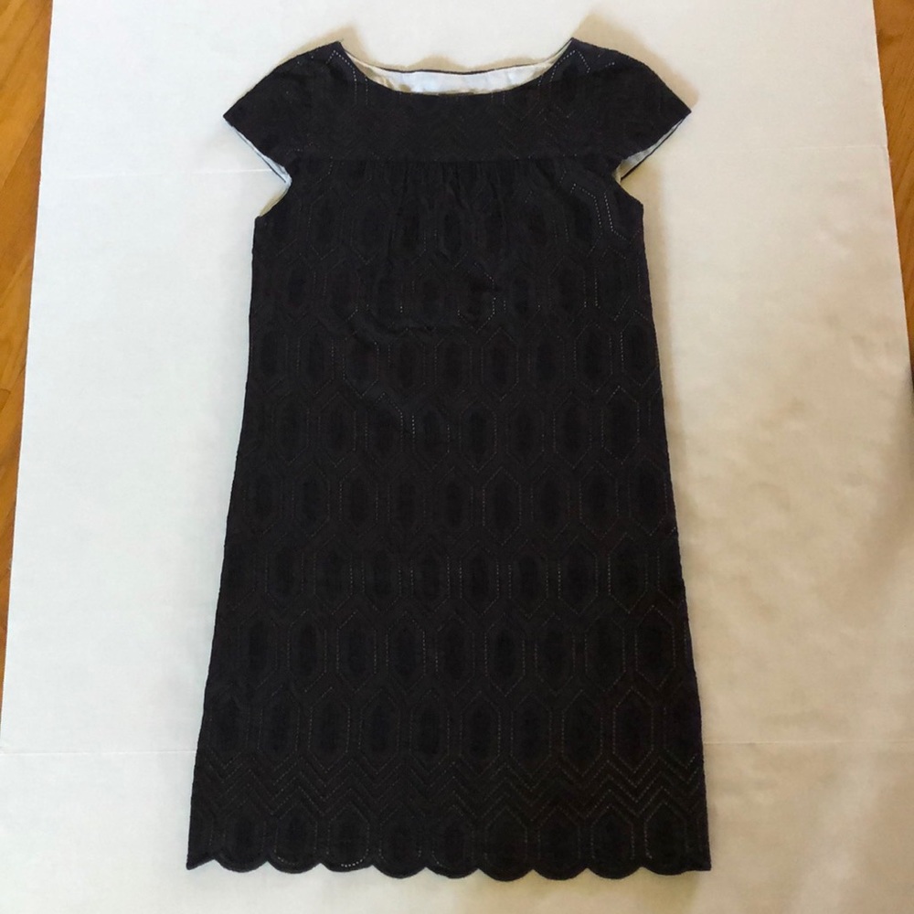 Ann Taylor Black Patterned Short Sleeved Dress